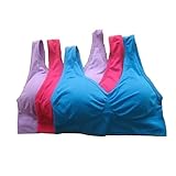 BADI NA Women's Comfort Revolution Wirefree Bra Blue & Purple & Rose(3 Pack) L