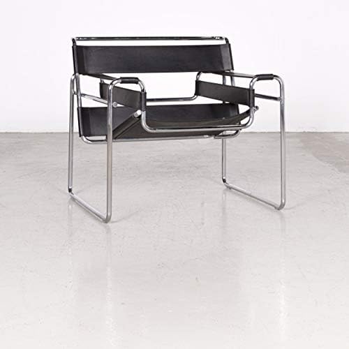 Knoll International Wassily Designer Leder Sessel Schwarz by Marcel Breuer Echtleder Stuhl #7284
