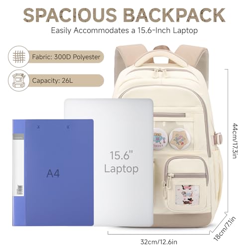 Tanou Girls Backpack, Large Capacity School Bag Teenager School Bags Waterproof Polyester Fashion School Bags with Star Pendant for Primary School and College