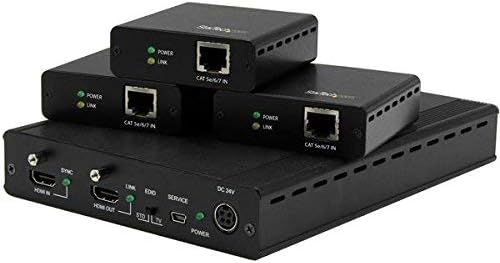 StarTech.com ST124HDBT 3 Port HDBaseT Extender Kit with 3 Receivers, 1 x 3 HDMI Over CAT5 Splitter