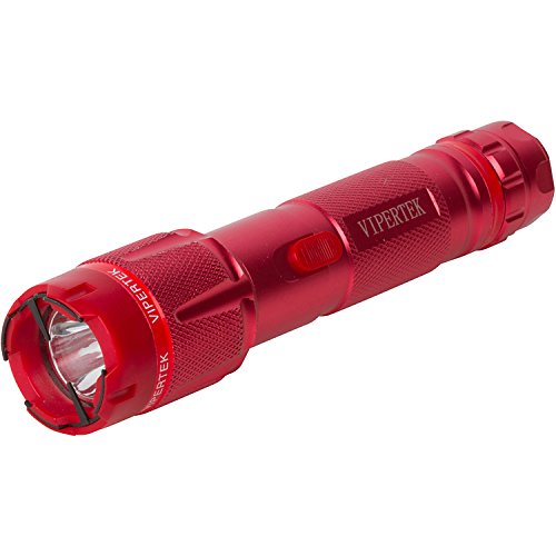 Vipertek Heavy Duty Stun Gun with Rechargeable LED Tactical Flashlight, Red