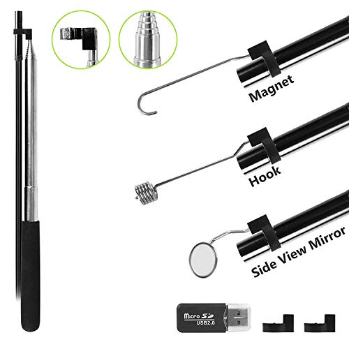 HAWKFOCE Industrial Endoscope, 4.3inch Dual Power Supply Endoscope Camera HD 1080P IP67 Waterproof Inspection Camera with Telescopic Stick/16.4ft Cable/Card Reader/Accessories.