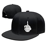 Skull Middle Finger Logo Men's Flat Baseball Cap Black