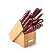 Farberware High-Carbon Stainless Steel 15-Piece Forged Triple Riveted Cutlery Set, Red