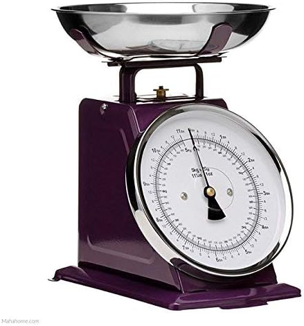 Premier Housewares 807084 Retro Kitchen Scales with Bowl Stainless Steel Food Cooking Scales 5kg Food Scales Weighing Kitchen Scale Bowl Purple 26x22 x21 - Image 4