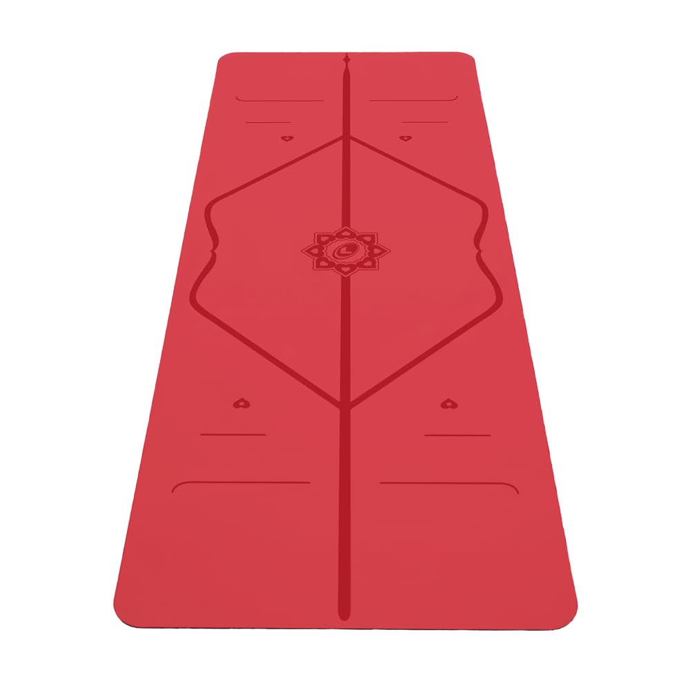 Liforme Travel Yoga mat – Free Yoga Bag, Patented Alignment System, Warrior-like Grip, Non-slip, Eco-friendly and Biodegradable, Ultra-lightweight, Sweat resistant, Long, Wide and Thick (Red)