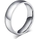 TTVOVO Mens Basic Ring Wedding Bands 2MM 4MM 6MM 8MM 10MM Stainless Steel Simple Rings for Men Women Silver/Black/Blue Engagement Band Plain Domed High Polished Comfort Fit Jewelry Gifts US Size 4-14