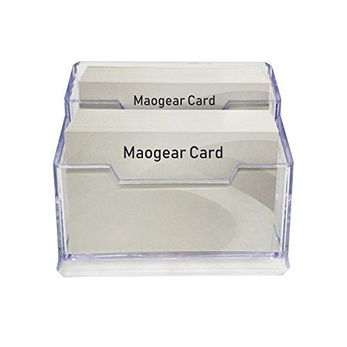 Maogear Business Card Case Holder, 2 Tier Premium Acrylic Clear Business Card Holder Display, Plastic Business Card Stand Organizer for Office (1 Pack) - Thumbnail 2
