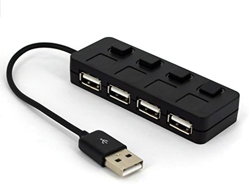 seelike 4 Port High Speed USB 2.0 Hub Adapter with Individual Power Switches and LEDs for iMac MacBook Pro Air Mac Mini or any PC, USB Extender Hub Adapter for Samsung HP DELL Lenovo ASUS Laptop Desktop PC Computer [Black]