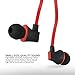 Earbuds with Microphone, Vogek Bass In-Ear Headphones Earphones with S/M/L Earbuds and Built-in Mic, Phone Control for Apple iPhone, Samsung, Android Phone and More - Red Black