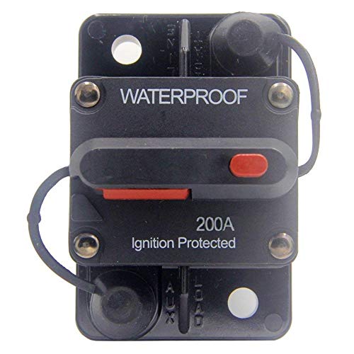 ANJOSHI 200 Amp Circuit Breaker 20A-300A with Manual Reset Waterproof Inline Fuse Inverter for Marine Trolling Motors Boat ATV Manual Power 12V-36VDC