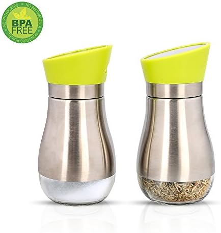 June Sky Oil Dispenser Olive Bottle- Spice / Sugar / Salt / Pepper Shakers Glass Bottom With Rotating Cover- Made of Food Grade Material (Pack of 2 small Spice Shakers)