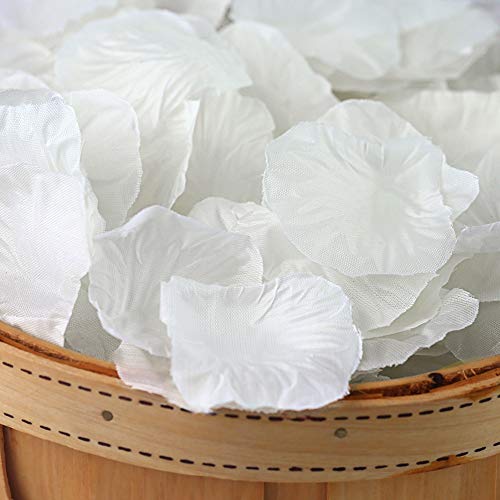 DomeStar Artificial Flower Petals 2000PCS Fake Rose Petals Fabric Petals Silk White Rose Petals for Romantic Night Wedding Valentines