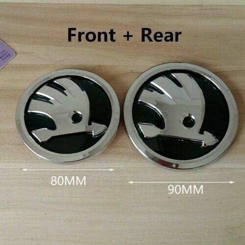 New Skoda Boot Bonnet Front 90mm and Back Rear 80mm Emblem Badge Symbol Logo