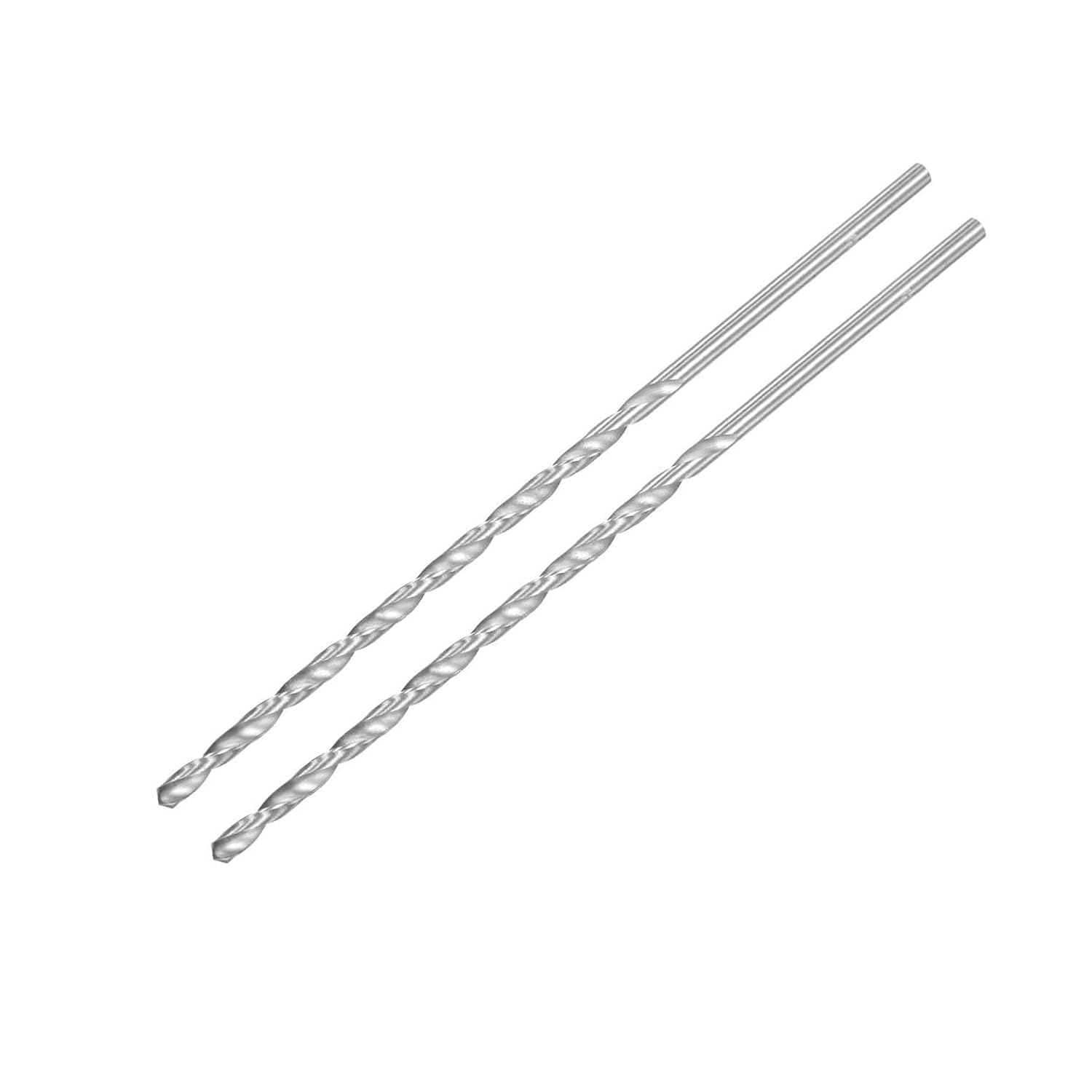 TA-VIGOR 2Pcs 4mm Extra Long Twist Drill Bits, 160mm Length High-Speed Steel HSS Straight Shank Spiral Drill Bits for Wood Metal Aluminum Plastic