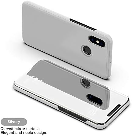 Vivo X21 Flip Case, Portable Smart Mirror Window Useful Devise Cover, LICHE Hard Shiny Make-Up View Stand Thin Slim Phone Light Case for Vivo X21 UD, Scan QR Code App, Silver