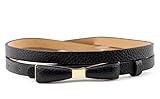 NYfashion101 Stylish Faux Leather Skinny Belt with Gold Tone Mini Bow Accent