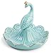 Monarch Housewares Peacock Ring Jewelry Holder - Aqua Blue and Gold Porcelain - Tray Trinket Coin Tidbit Dish – Great Gift Item
