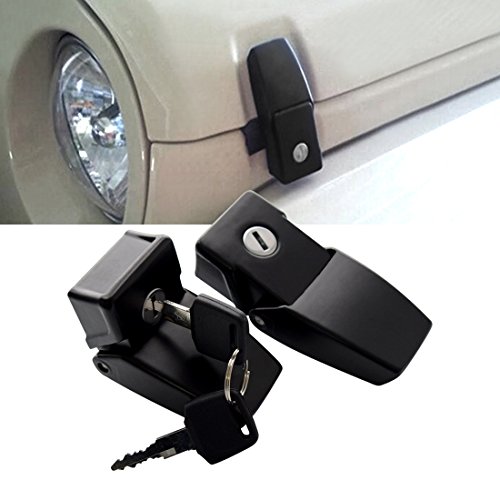 IPARTS Anti-Thief Security Hood lock kit for Jeep Wrangler 2007-2017 Rubicon Sahara Sport JK JKU (a pair Locking Hood Look Catch Latches Kit)