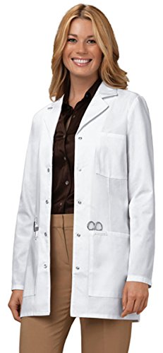 Cherokee Women's 32 Inch Snap Front Lab Coat, White, XX-Large