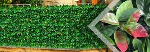 Artificial Hedge Plant Privacy Fence Screen Greenery Panels for Both Outdoor or Indoor, garden or backyard home decorations (20x20 inch artificalHedge-European Laurel, 1 PC Sample)