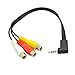 Bonayuanda 2 Pack 90 Angle 3.5mm Mini Aux Male Stereo Right to 3 RCA Female Audio Video AV Adapter Cable 9