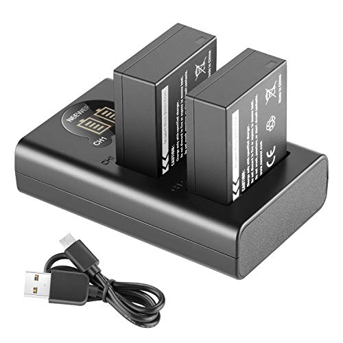 Neewer Kit Rechange Batterie et Chargeur pour NP-W126 pour Fujifilm X-T3 X-T2 X-T1 X-A5 X-E3 X-E2 X-E1 X100F X-H1 X-M1 X-Pro2 X-T20 et Plus (2 1500mAh Batterie/Double USB et Entrée de Type C)