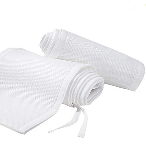 dzt1968 Breathable Crib Bumper Grey Mesh Crib Bumper for Full-Size Crib Breathable Mesh Baby Bedding Nursery Set Prevent Baby from Getting Stuck in Crib Slats (White)