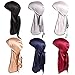 Century Star Satin Silk Head Wrap Durag Long Tail Beanies for Men Women Headwraps Cap 6pcs Wine Red&Navy&Black&Glod&White&Silver