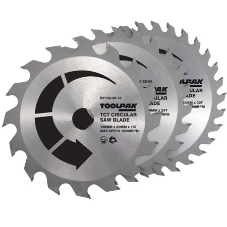 150mm x 20mm TCT Circular Saw Blades Pack of 3