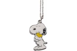 TCB Creations Snoopys Dog Holding Woodstock Standing Metal Pendant Necklace