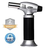 Culinary Torch Kitchen Butane Lighter - Chef Cooking Torch Refillable Adjustable Flame Lighter with Safety Lock for DIY, Creme, Brulee, BBQ and Baking, Butane Gas Not Included
