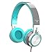 Elecder i39 Headphones with Microphone for Kids, Children, Girls, Boys, Teens, Adults, Foldable Adjustable Wired On Ear Headsets for iPad Cellphones Computer MP3/4 (Gray/Mint Green)