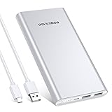 [Upgraded] Poweradd 2nd Gen 3.4A Pilot 2GS 10,000mAh Dual USB Portable Charger External Battery Pack with High-Speed Charge for iPhone iPad Samsung Galaxy and More - Silver (Apple Cable Not Included)