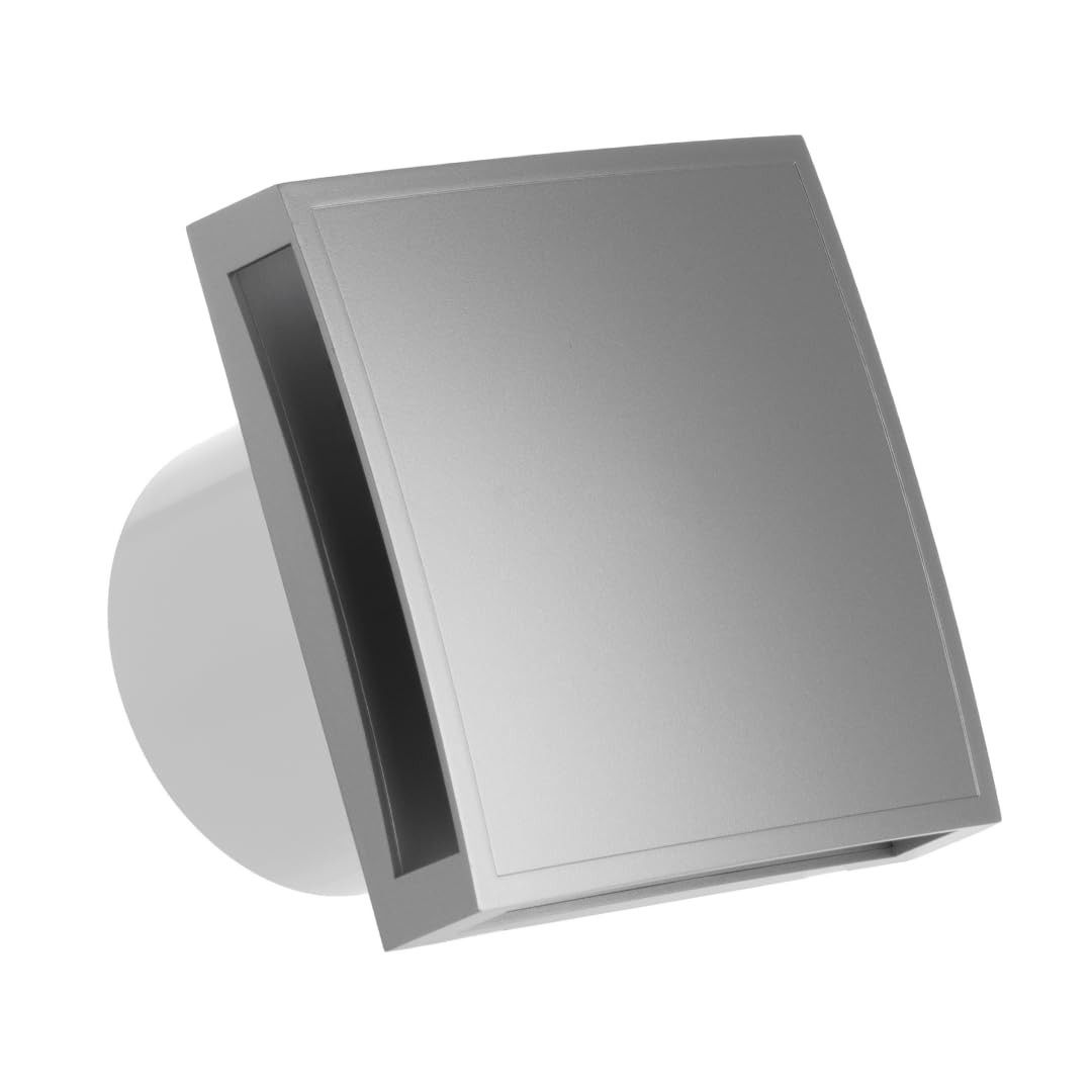 EUROPLAST Diameter 125mm Light Switch Activation Bathroom Extractor Fan - 5 inch Silver Extractor Fan with a front panel - Extractor fan Kitchen, Bathroom, Garage Axial Ventilation fan