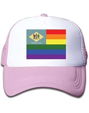 Rainbow Flag Delaware Boy & Girl Grid Baseball Caps Adjustable sunshade Hat For Children