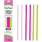 CharCharms 11 inch Tumbler Straws - Pack of 6 Color Changing Replacement Straws for 30 oz Tumbler with 10mm Diameter, BPA Free, Dishwasher Safe & Reusable Plastic Drinking Cup straw