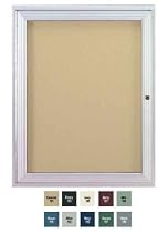 1 Door Outdoor Enclosed Bulletin Board Size: 3' H x 2' W, Frame Finish: Satin, Surface Color: Stone