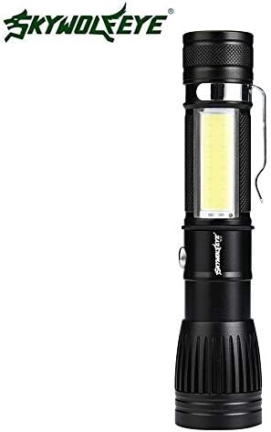 Skywolfeye 3500 Lumens XML-T6 LED COB LED Outdoor Zoomable Flashlight, Waterproof,With for Hiking, Camping, Blackouts and Emergencies