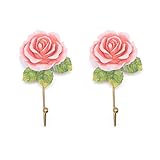 Tinksky 2pcs Lovely Rose Decor Wall Mounted Towel Hanger Holder Organizer (Pink)