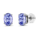 14K White Gold Tanzanite Gemstone Women's Stud