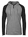 OLLIN1 Mens Long Sleeve Color Block Raglan Shirt with Hoodie