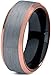 Tungsten Wedding Band Ring 8mm for Men Women Black & 18K Rose Gold Plated Beveled Edge Brushed Polished