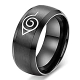 Godyce Anime Ring for Men Size 6-13 - 8Mm Wide Black Stainless Steel with Gifts Box