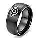 Godyce Anime Naruto Ring For Men Size 6-13 - 8Mm Wide Black Stainless Steel With Gifts Box