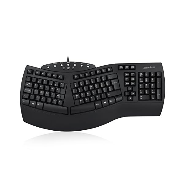 Perixx 11524 PERIBOARD-512 Wired Ergonomic Natural Split Keyboard with 7 Multimedia Keys, Black, UK Layout