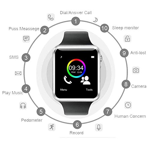 Smart Watch PLYSIN Bluetooth Smartwatch Unlocked Watch Cell Phone with Sim Card Slot Track Activity Watch with Pedometer Camera Music-Player for iOS iPhone Android Samsung HTC Sony Huawei