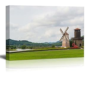 Canvas Prints Wall Art - Beautiful Scenery of Wind Turbine on a Grassland | Modern Wall Decor/Home Art Stretched Gallery Canvas Wraps Giclee Print & Ready to Hang - 12" x 18"