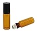 12 New 5ml Amber Glass Roller Bottles Roll On Bottle Container with Metal Ball for Essential Oil Aromatherapy Perfumes and Lip Balms - 3ML Dropper Included