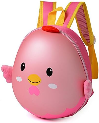 HTH 3D Cartoon Children's Backpack with a hard shell ，Design of Chickens (Pink)